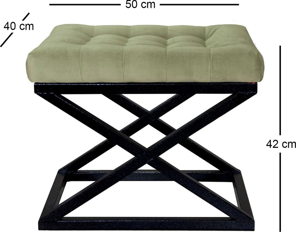 Pouffe Capraz – Preto e Verde – 50 cm x 42 cm x 40 cm