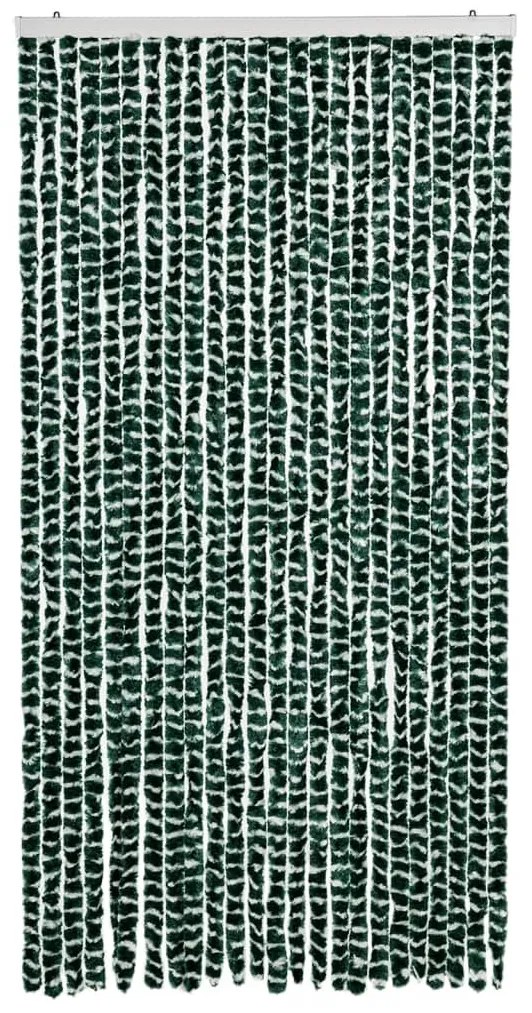 Cortina anti-insetos 100x230 cm chenille verde e branco
