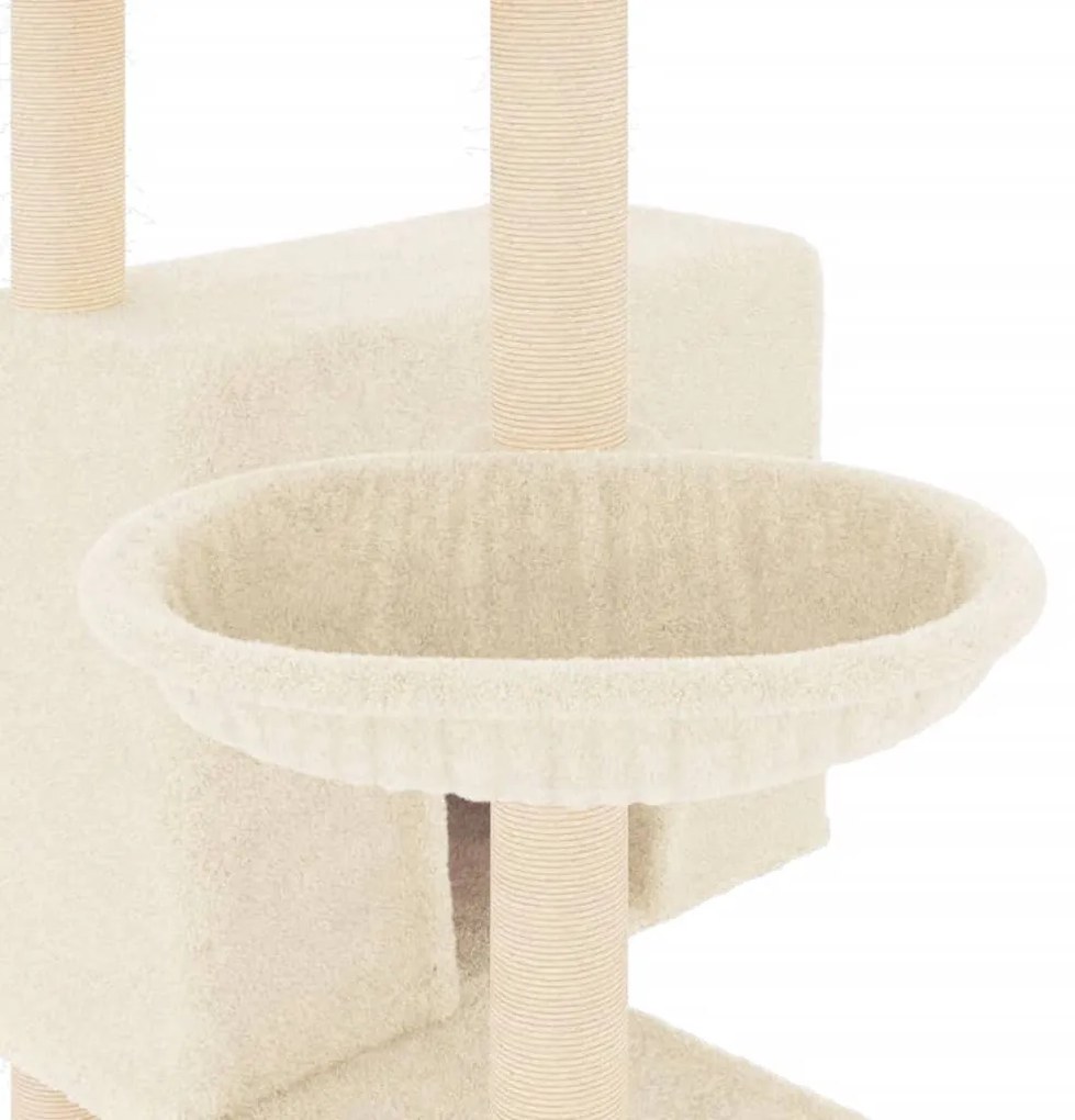 Árvore para gatos c/ postes arranhadores sisal 143 cm cor creme