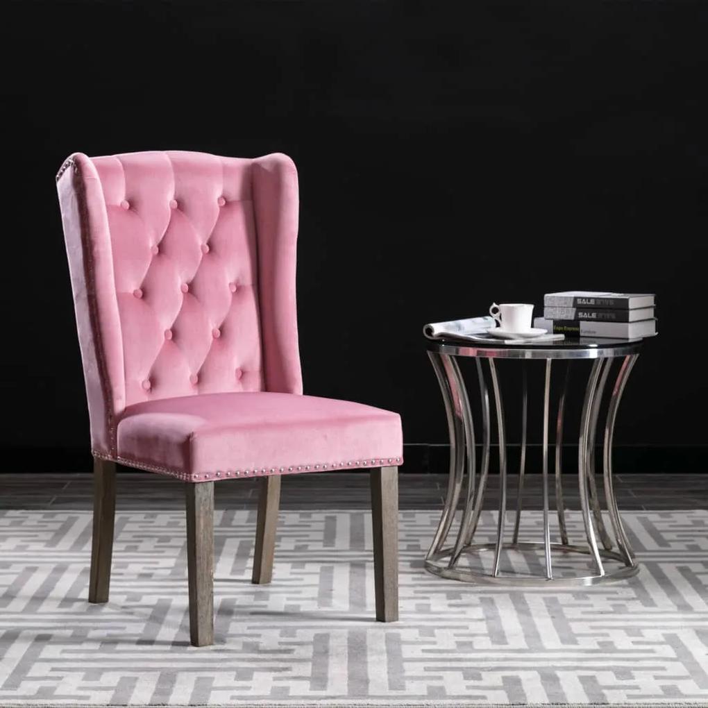 287954 vidaXL Cadeira de jantar veludo rosa