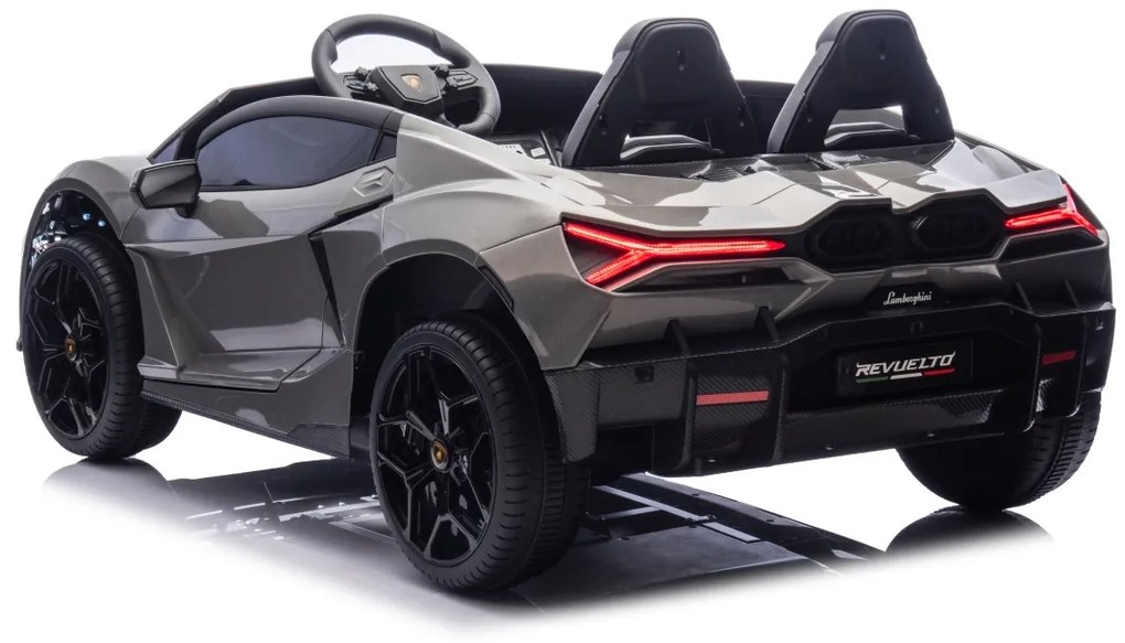 Carro elétrico para Crianças 2 Lugares Lamborghini Revuelto XL STRONG 24V, Rodas AR bombeado, Assento Couro ecológico Cinzento