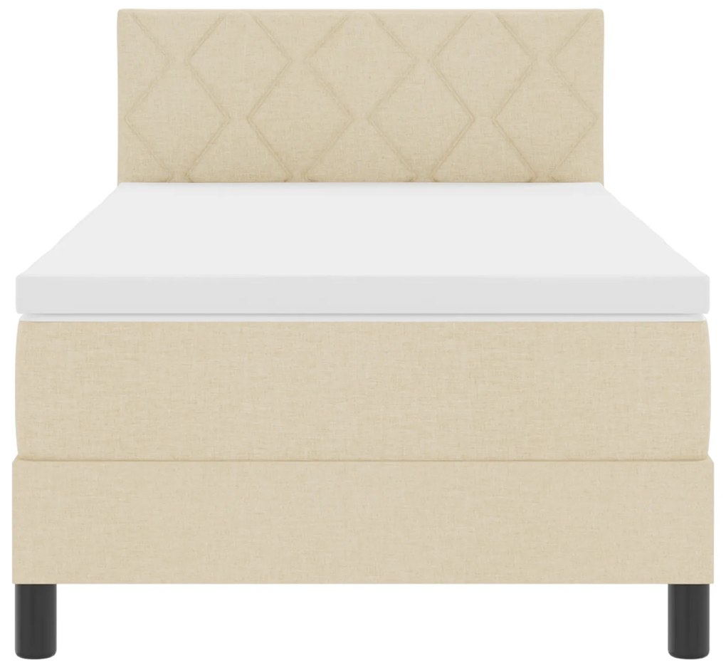 Cama Box Spring com Colchão Creme 90x200 cm Tecido
