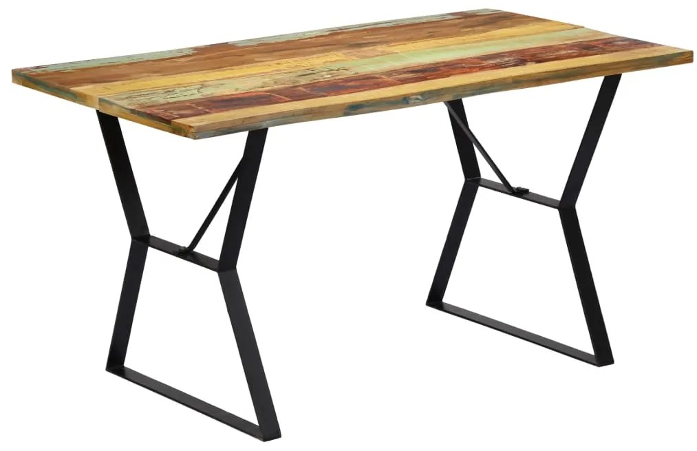 Mesa de jantar 140x80x76 cm madeira recuperada maciça