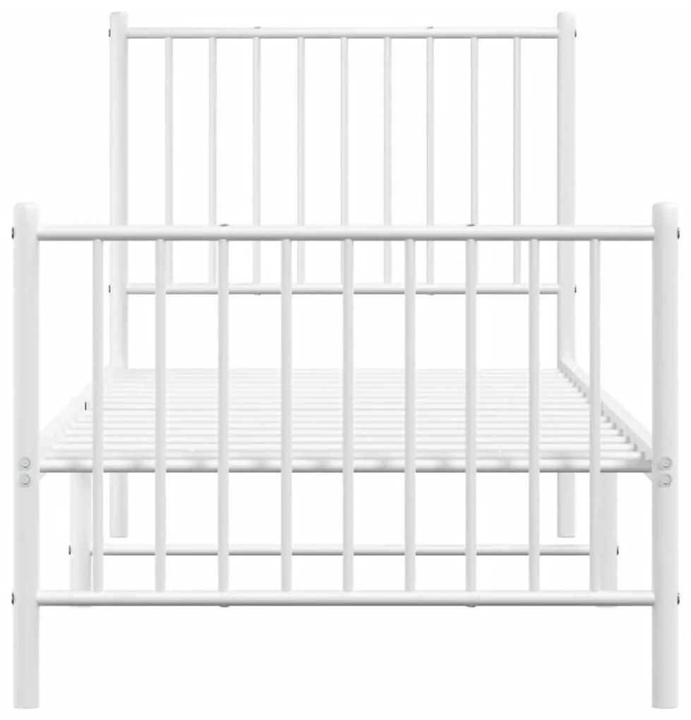 Estrutura de cama com cabeceira e pés 80x200 cm metal branco