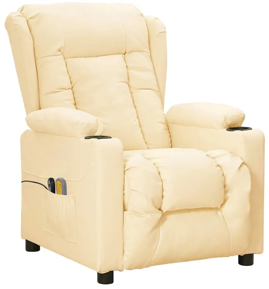 Poltrona de massagens elétrica couro artificial cor creme