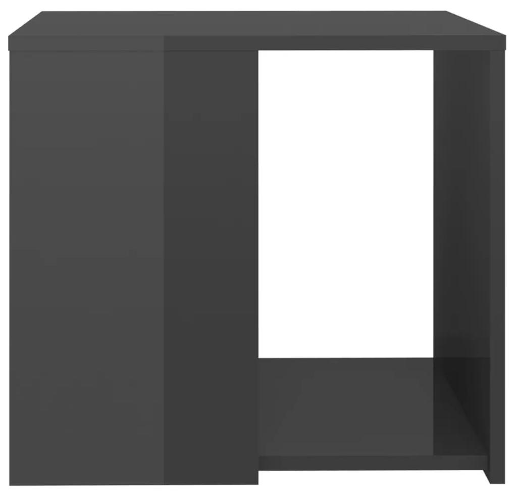 Mesa de apoio 50x50x45 cm contraplacado cinzento brilhante