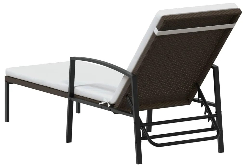 Espreguiçadeiras com mesa 2 pcs vime PE castanho