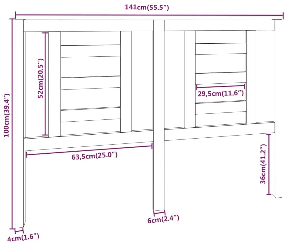Cabeceira de cama 141x4x100 cm pinho maciço branco
