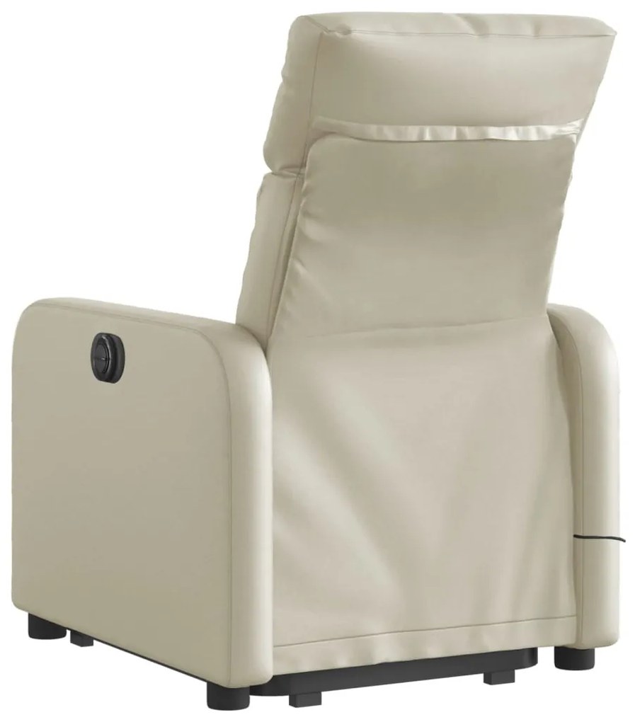 Poltrona reclinável de massagens couro artificial cor creme