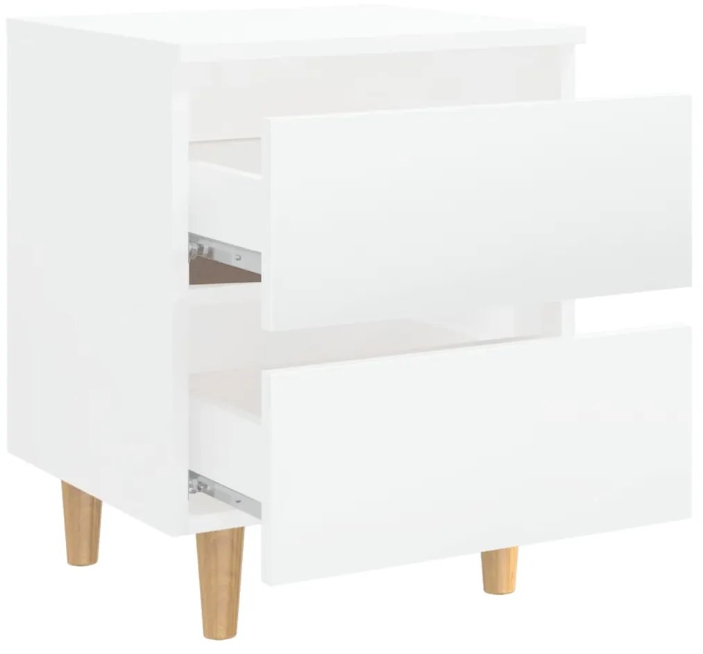 Mesa de cabeceira c/ pernas pinho 40x35x50 cm branco brilhante