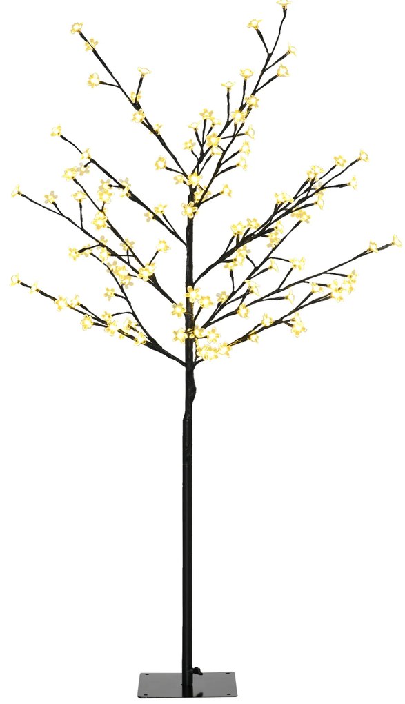 HOMCOM Árvore Cerejeira 120 Luzes LED IP44 Candeeiro Decorativo Ramos Flexíveis Design Elegante 17x17x120cm Preto | Aosom Portugal