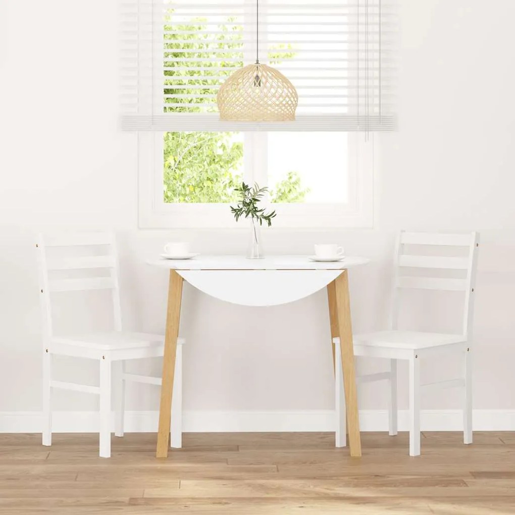 Cadeiras de jantar 2 pcs madeira de seringueira maciça branco