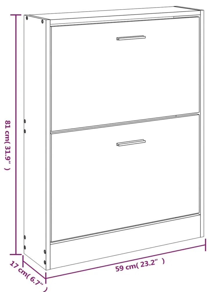 Sapateira 59x17x81 cm derivados de madeira cinzento cimento