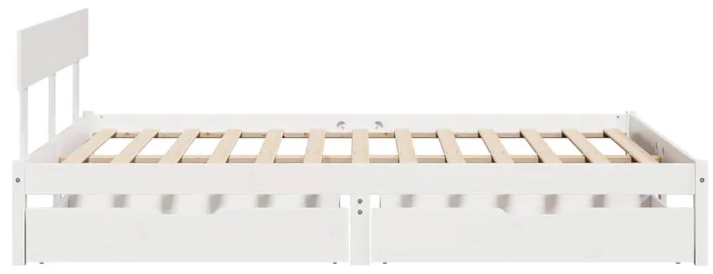 Cama sem colchão 150x200 cm madeira de pinho maciça branco