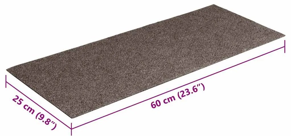 Tapetes de escada autoadesivos 30 peças 60x25 cm bege retangulares