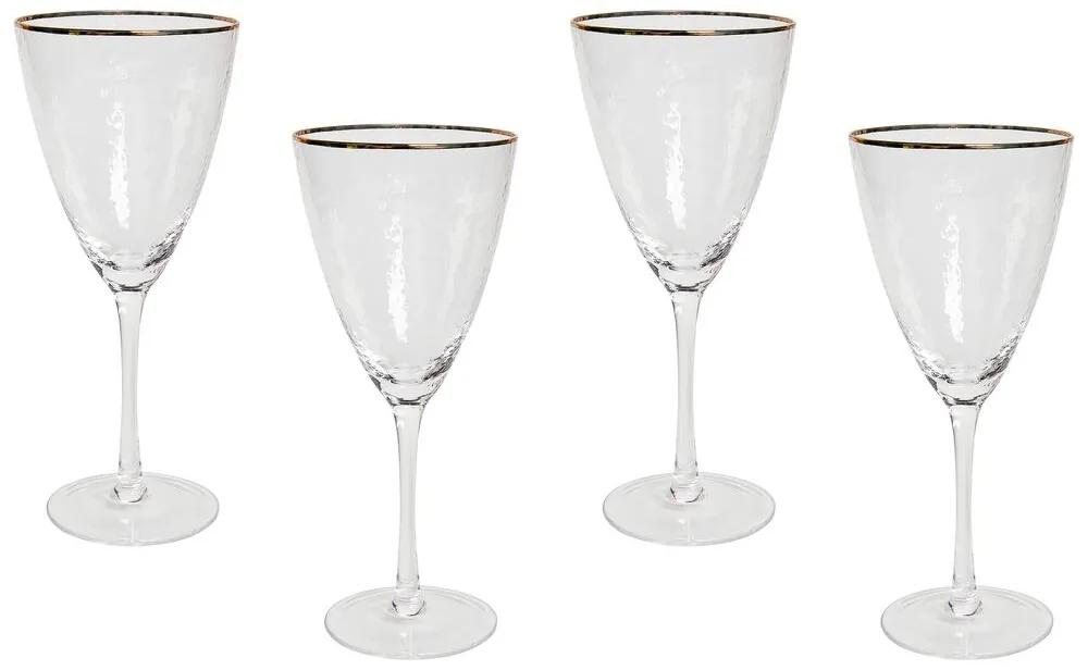 Conjunto de 4 copos de vinho em vidro transparente e rebordo dourado 380 ml TOPAZ Beliani