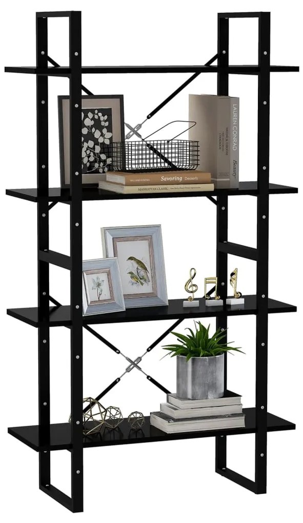 Estante com 4 prateleiras 80x30x140 cm derivados madeira preto