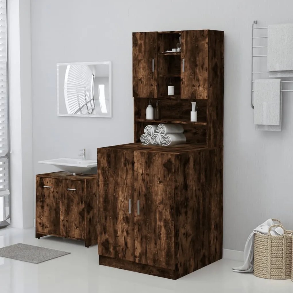 813194 vidaXL idaXL Armário máquina lavar roupa 71x71,5x91,5 cm carvalho fumado