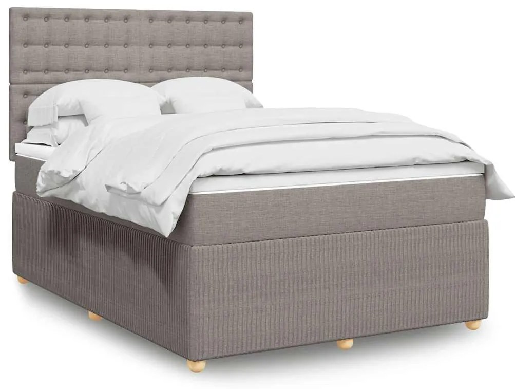 vidaXL Cama com molas/colchão 160x200 cm tecido castanho-acinzentado