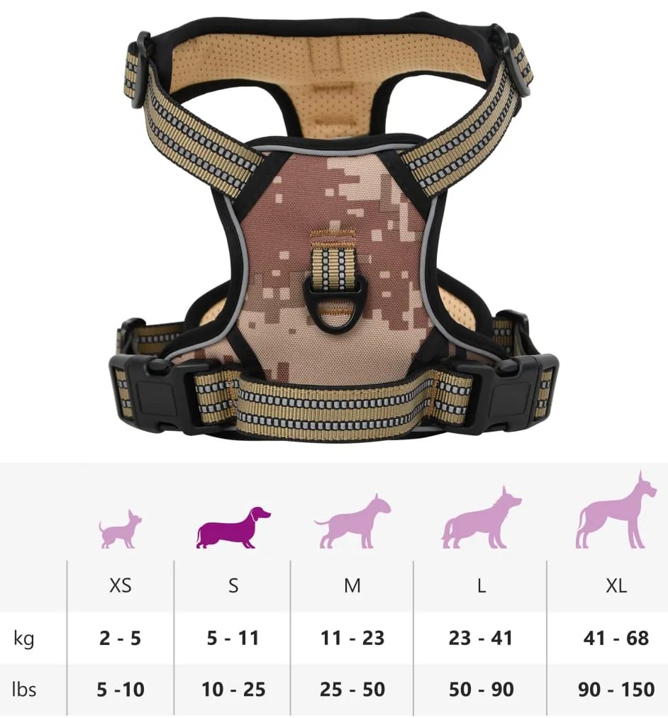 Peitoral para cães com faixas refletoras ajustável S