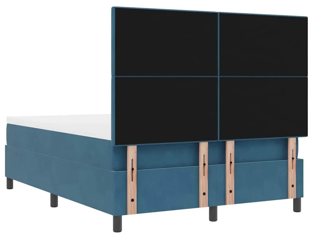 Cama Box com Colchão vidaXL Azul Escuro 140x190 cm Veludo