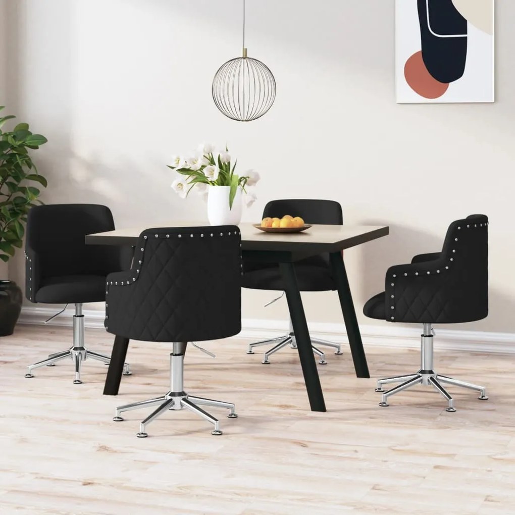 vidaXL Cadeiras de jantar giratórias 4 pcs tecido preto