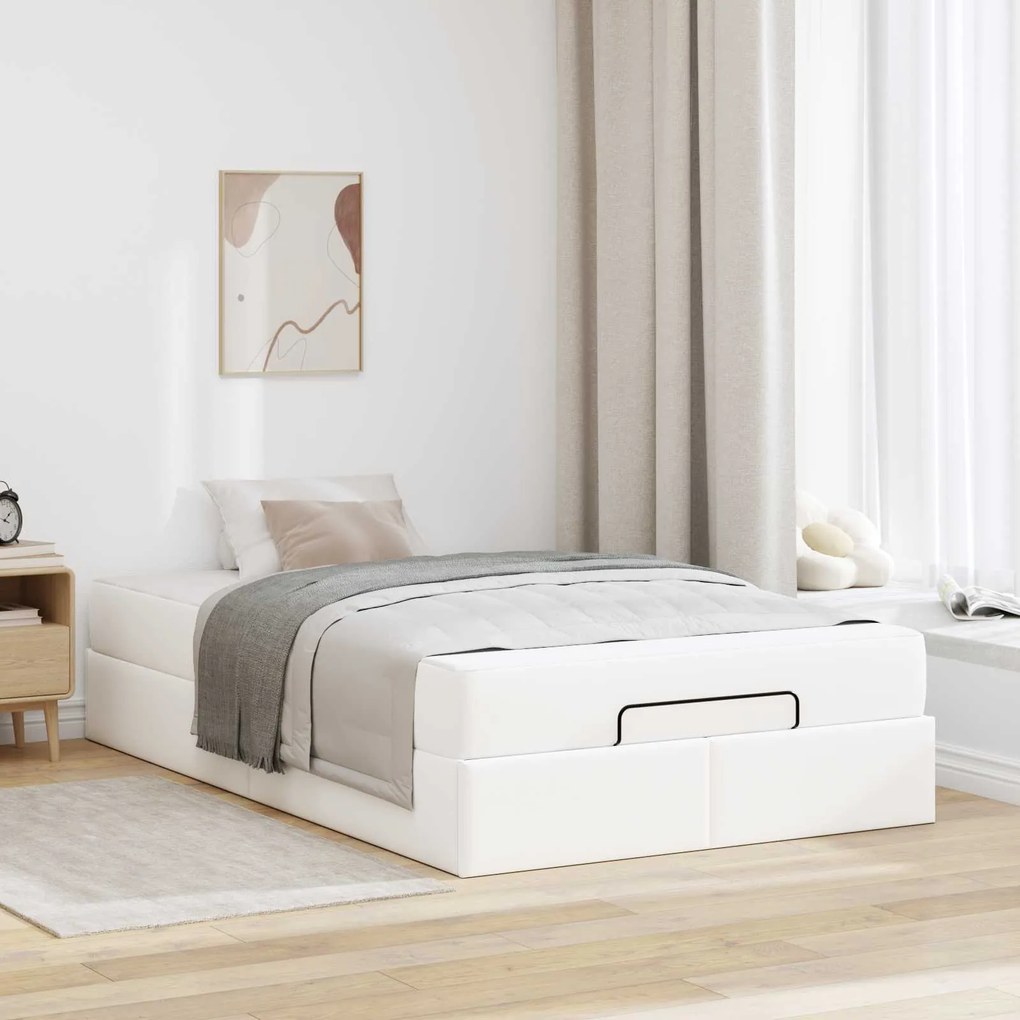 vidaXL Estrutura de cama com colchão com colchão 2 pcs Branco PVC