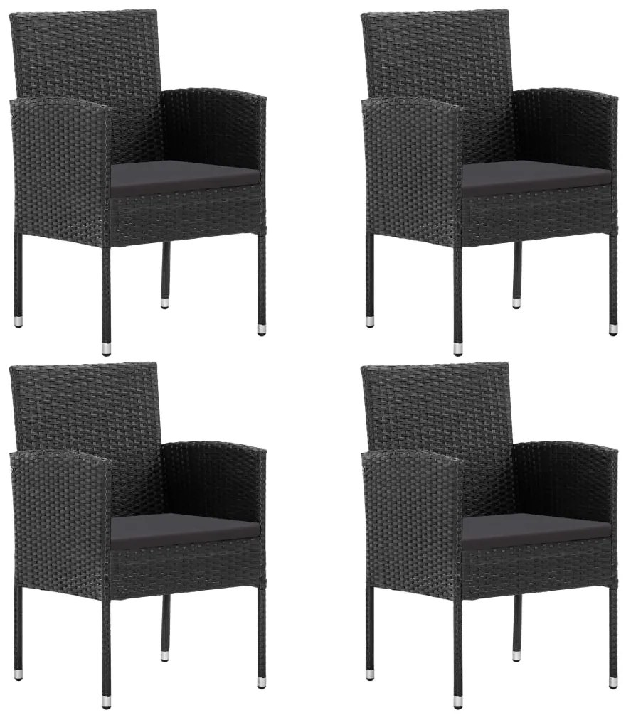 313127 vidaXL Cadeiras de jardim 4 pcs vime PE preto