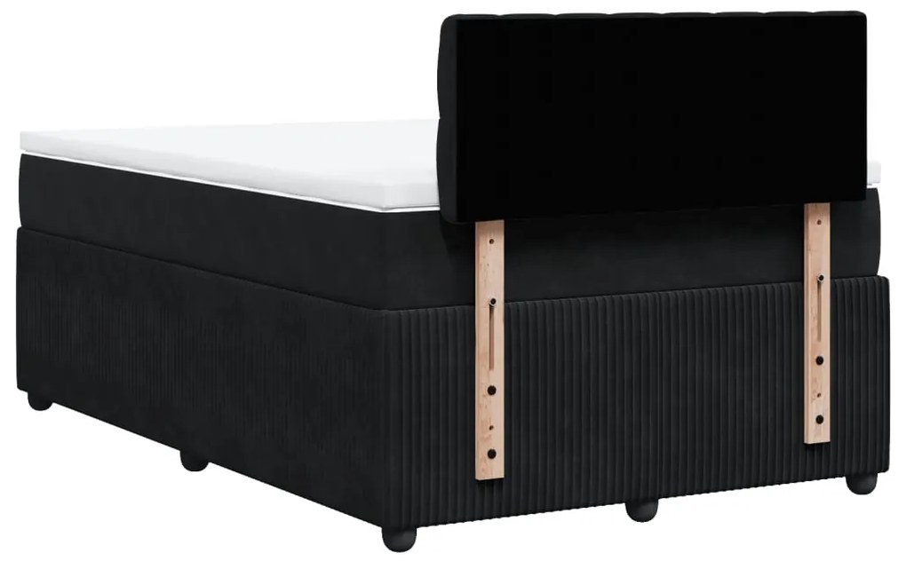 Cama boxspring com colchão 120x200 cm veludo preto