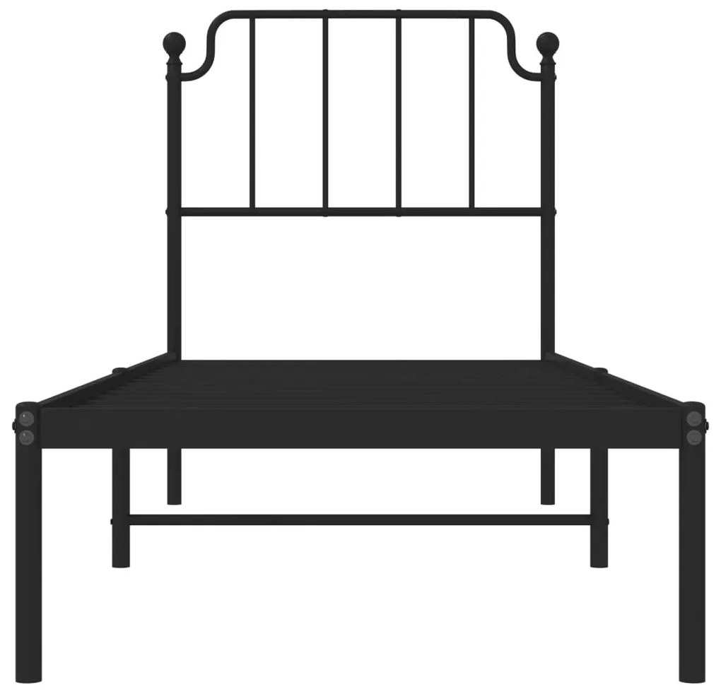 Estrutura de cama com cabeceira 80x200 cm metal preto