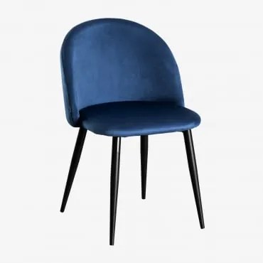 Cadeira De Jantar Estofada Em Veludo Kana Azul & Negro - Sklum