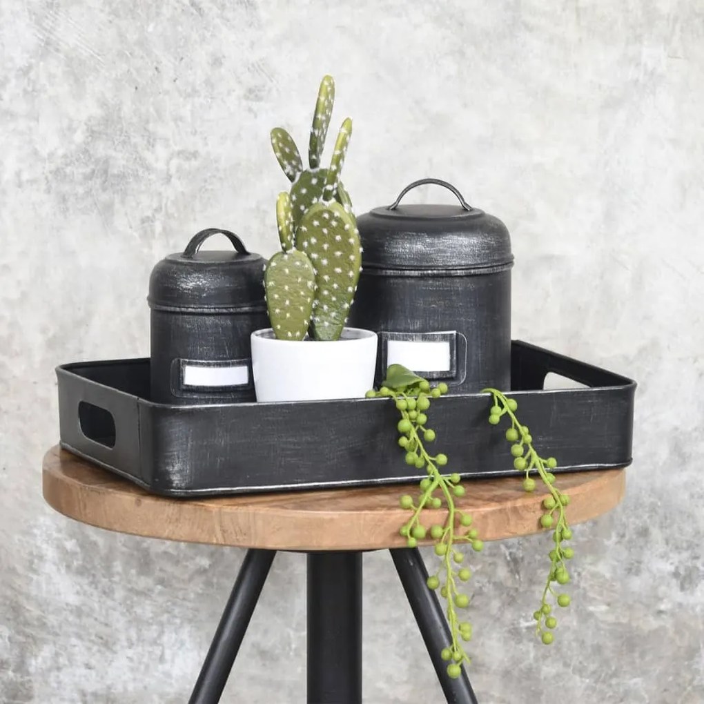 436639 LABEL51 Tabuleiro de servir 39x28x6 cm S preto antigo