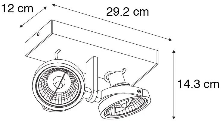 Foco moderno preto 2 luzes - Master 111