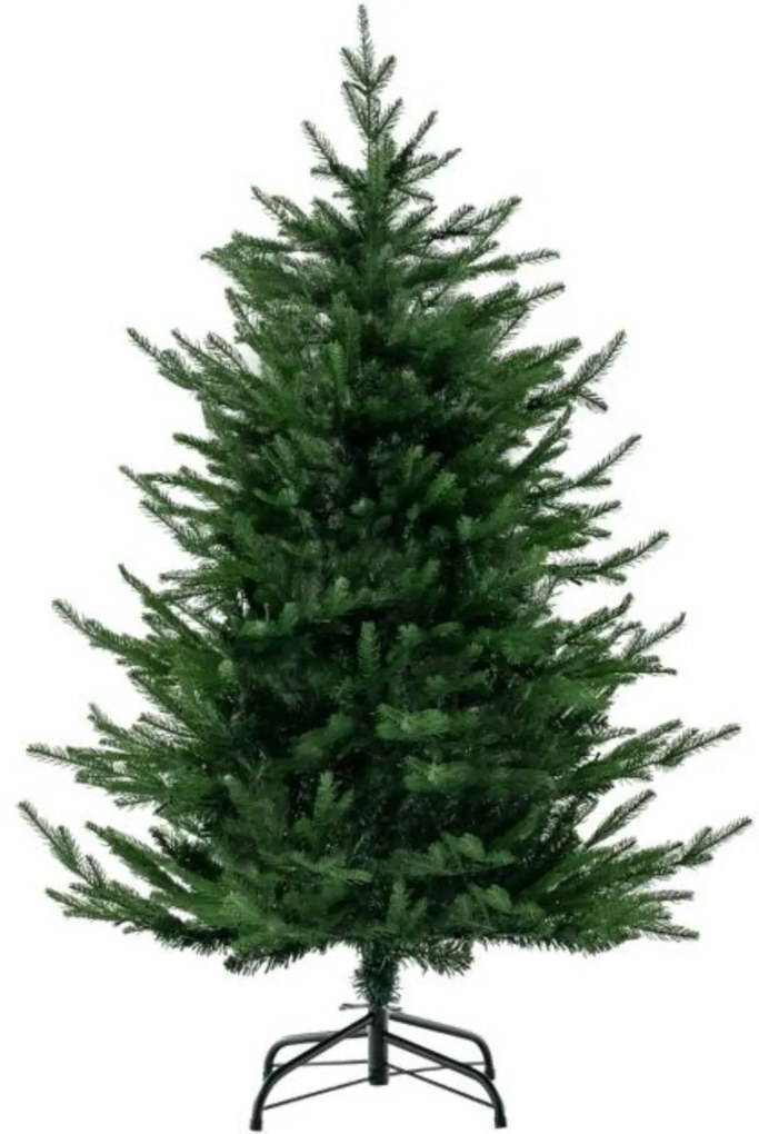 Árvore de Natal artificial de 136 cm com 180 luzes LED brancas quentes 8 modos de iluminação 386 pontas de ramos PE Suporte de metal verde