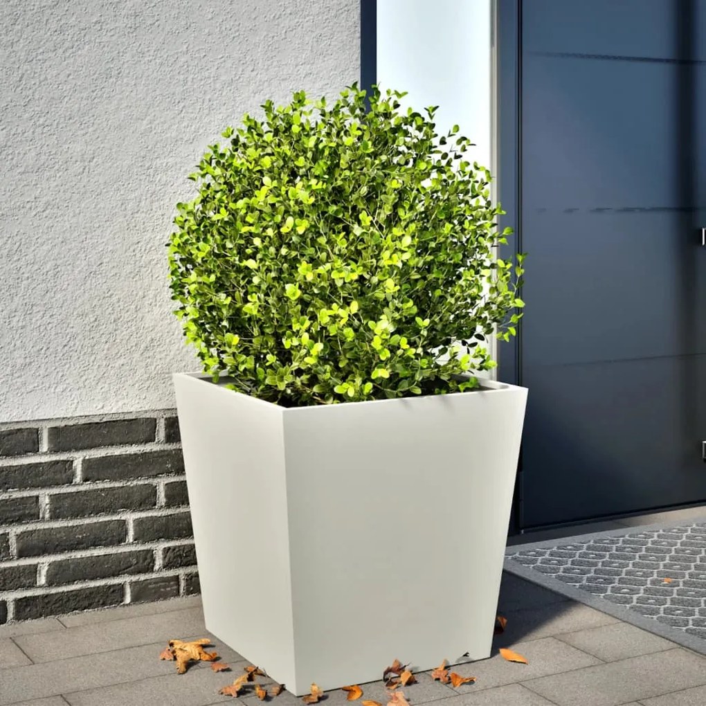 vidaXL Vaso/floreira de jardim 50x50x50 cm aço branco