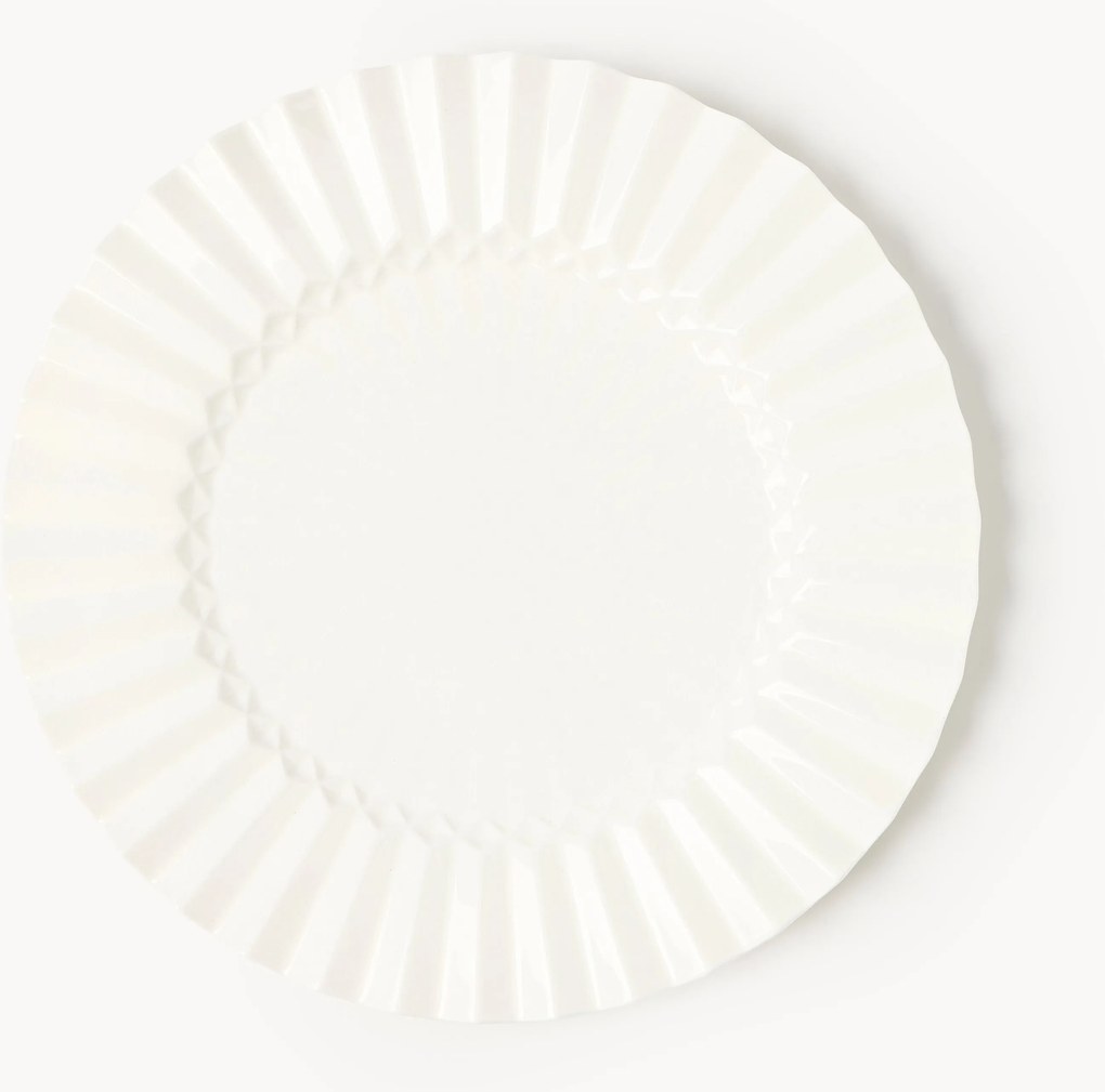 Pratos de pequeno-almoço em porcelana com padrão em relevo Antonin, conjunto de 4