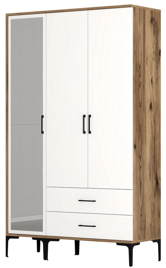 Roupeiro Kumsal RT – Nogueira e Branco – 120 x 47,5 x 201,4 cm