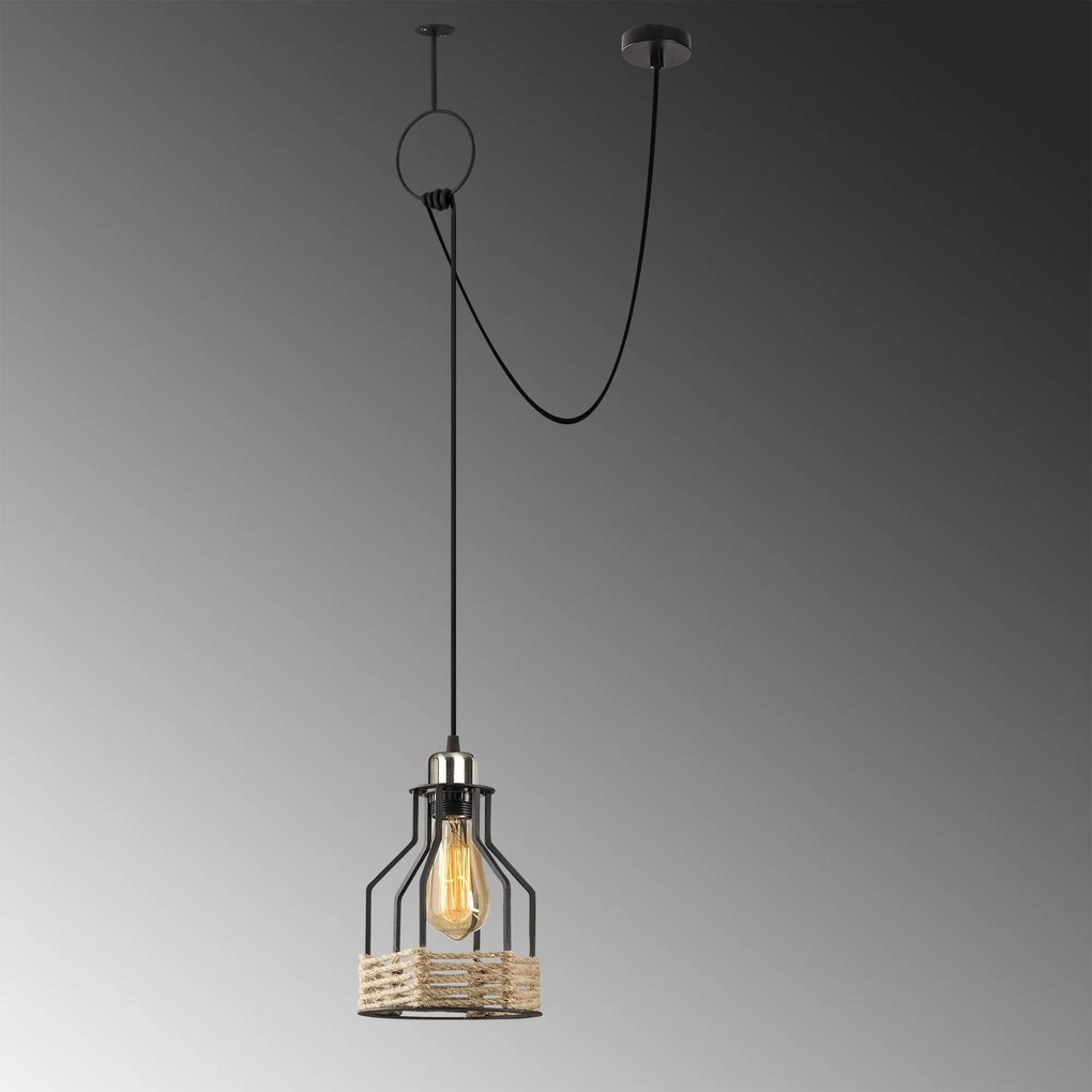 Candeeiro Suspenso Fiko – Preto – 77 x 17 cm