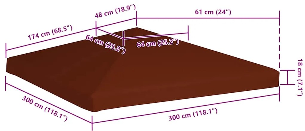 Cobertura de gazebo 310 g/m² 3x3 m terracota