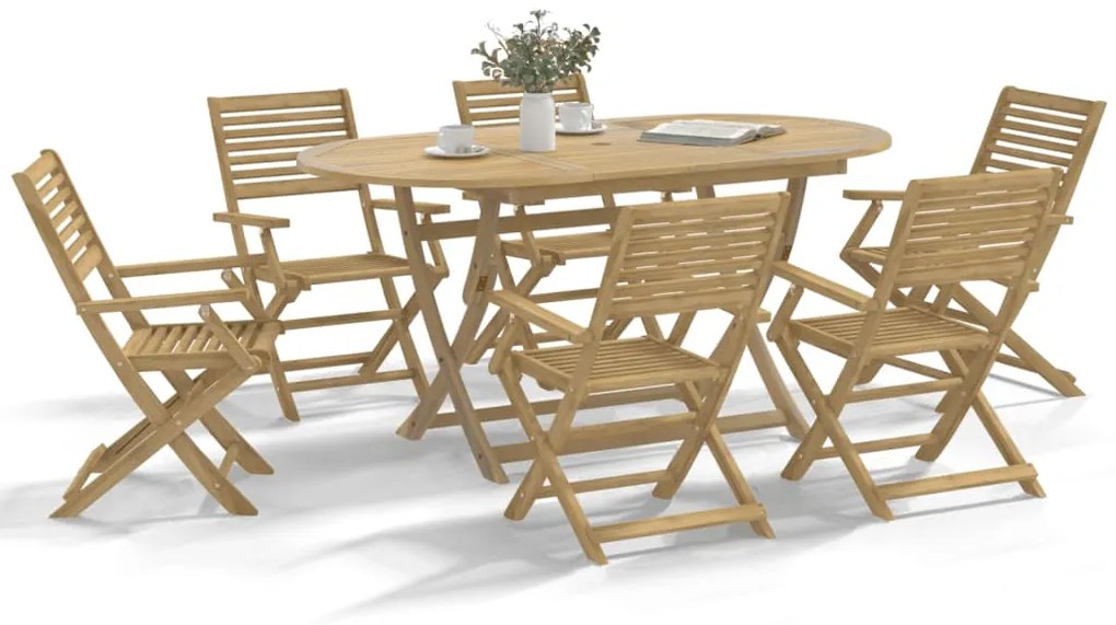 vidaXL Cadeiras jardim dobráveis 8 pcs 54,5x61,5x86,5 cm acácia maciça