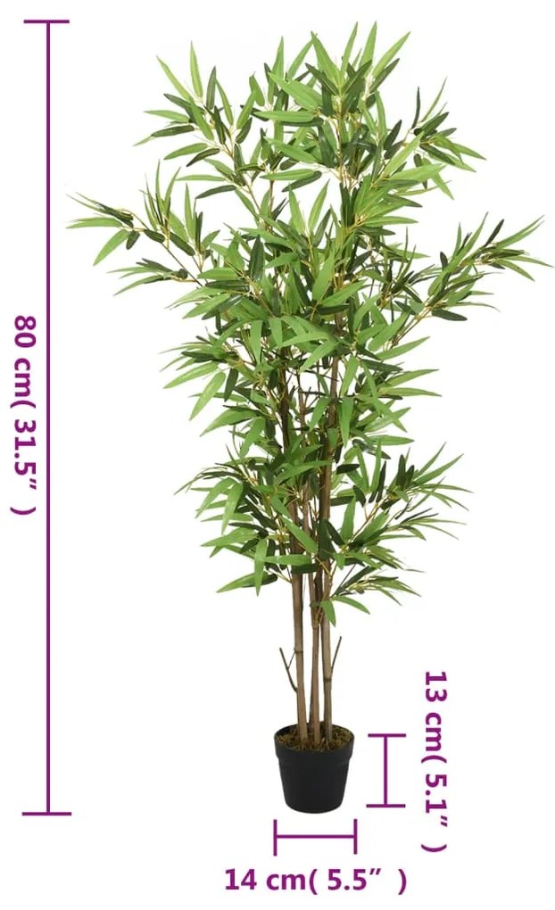 Árvore de bambu artificial 368 folhas 80 cm verde