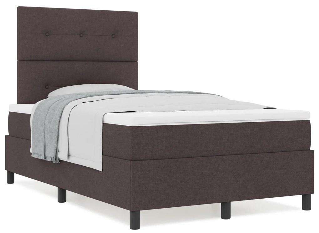 Cama Box Spring com Colchão Castanho Escuro 120x200 cm Tecido