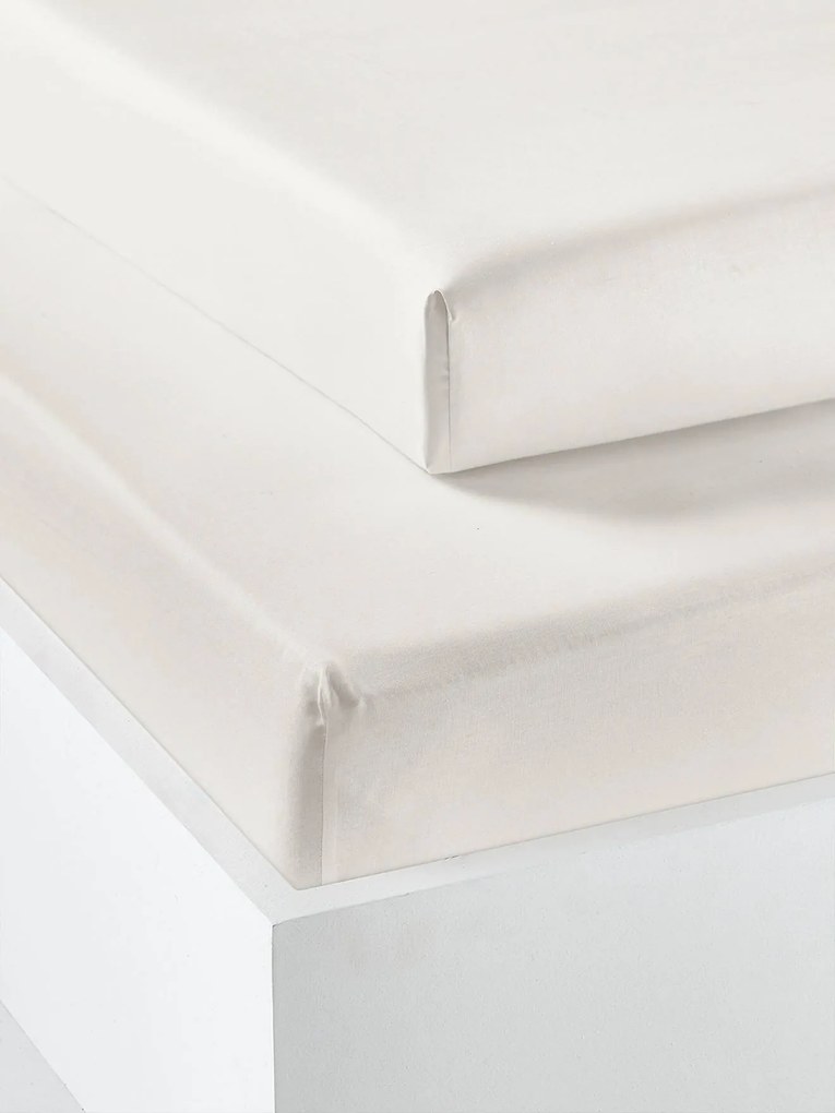 Conjunto de 2 lençóis com elástico em algodão reciclado para criança cru