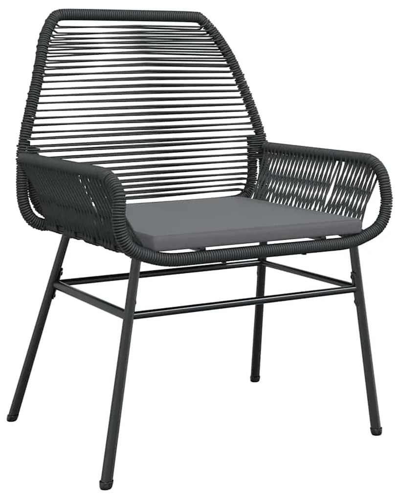 Conjunto de Jantar de Jardim com Almofadas Preto Rattan Polimérico