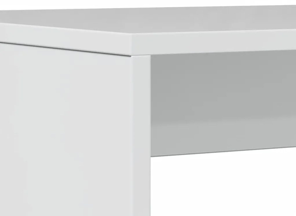 3 pcs conj. mesa jantar e banco deriv. madeira branco brilhante