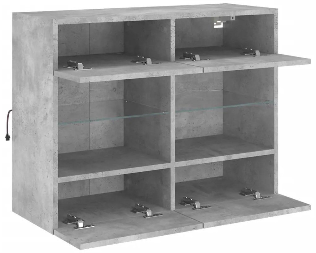 Móvel parede p/ TV c/ luzes LED 78,5x30x60,5 cm cinza cimento