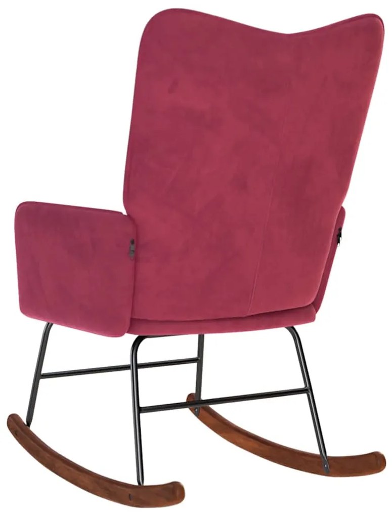 Cadeira de baloiço veludo vermelho tinto