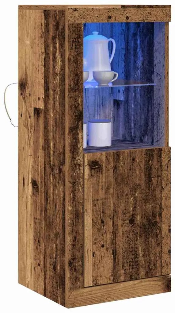 Aparador com Luzes LED Madeira Velha 41x37x100 cm