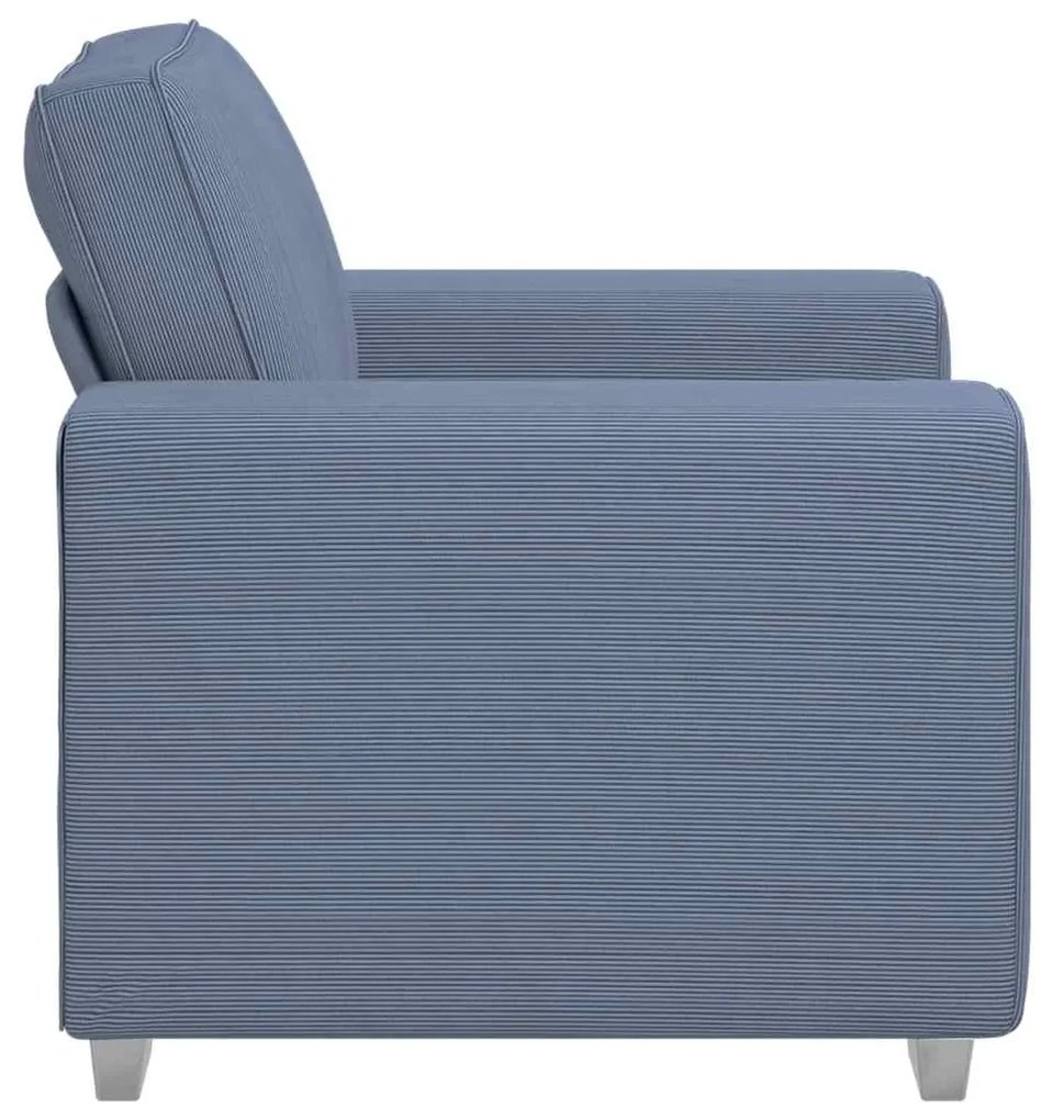 Poltrona tecido corduroy 60 cm azul