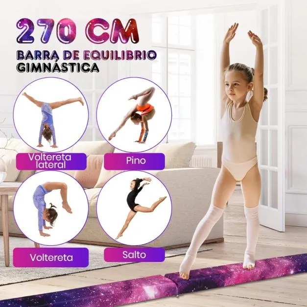 Barra de equilíbrio Ginástica dobrável com base de madeira maciça e superfície antiderrapante de espuma portátil com alça para crianças e adolescente